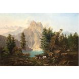 Monogrammist "L.R." "Wolfgangsee im Salzkammergut", Öl/Lw., monogr. u.l., 71x97,5 cm,Rahmen