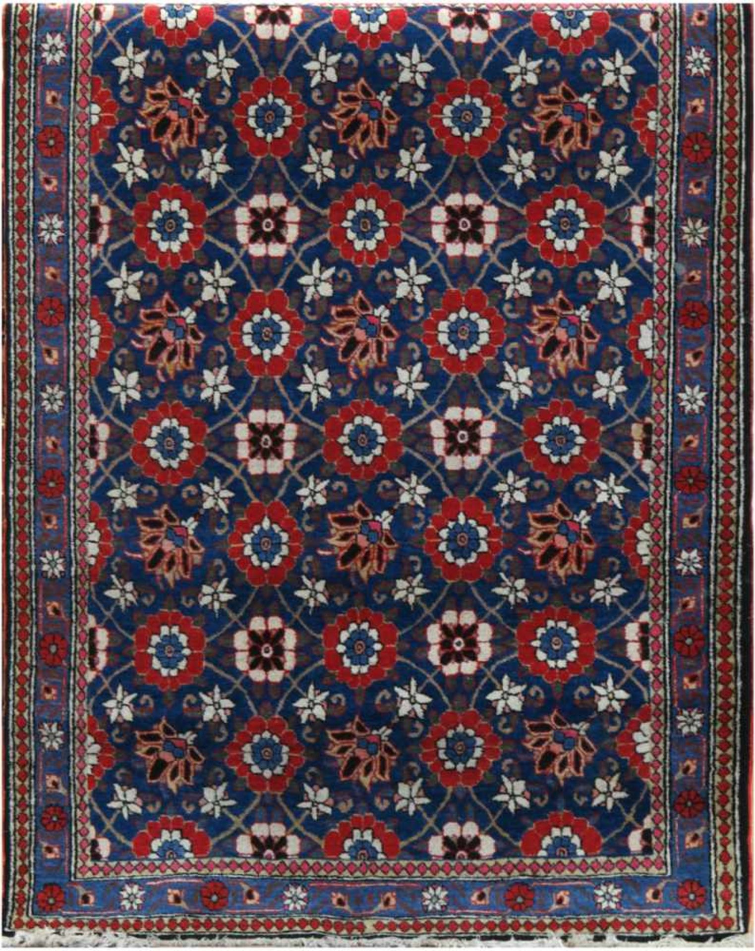 Veramin, Iran, Mina Khani Muster, rot-/blaugrundig, mit durchgehenden Floralmotiven,Kanten belaufen,