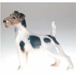 Figur "Foxterrier", Porzellan, Royal Copenhagen, um 1950, handbemalt, H. 16,5 cm