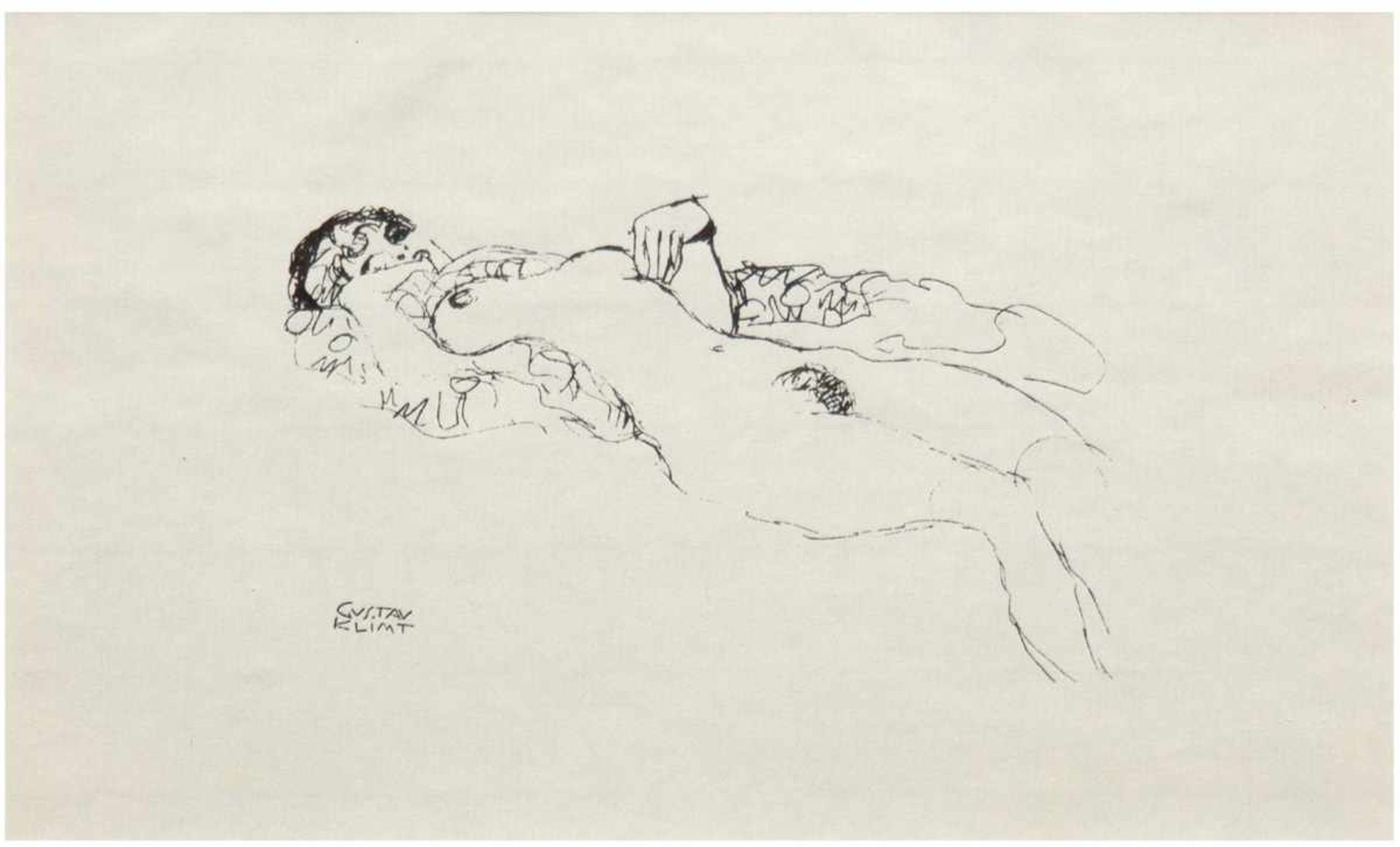 Klimt, Gustav (1862 Baumgarten-1918 Wien) "Liegender weiblicher Akt", um 1910,Heliogravure, 19x29