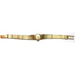 Damen-Armbanduhr "Glashütte", 1958, Handaufzug, vergoldet, Armband mit starkenGebrauchspuren,