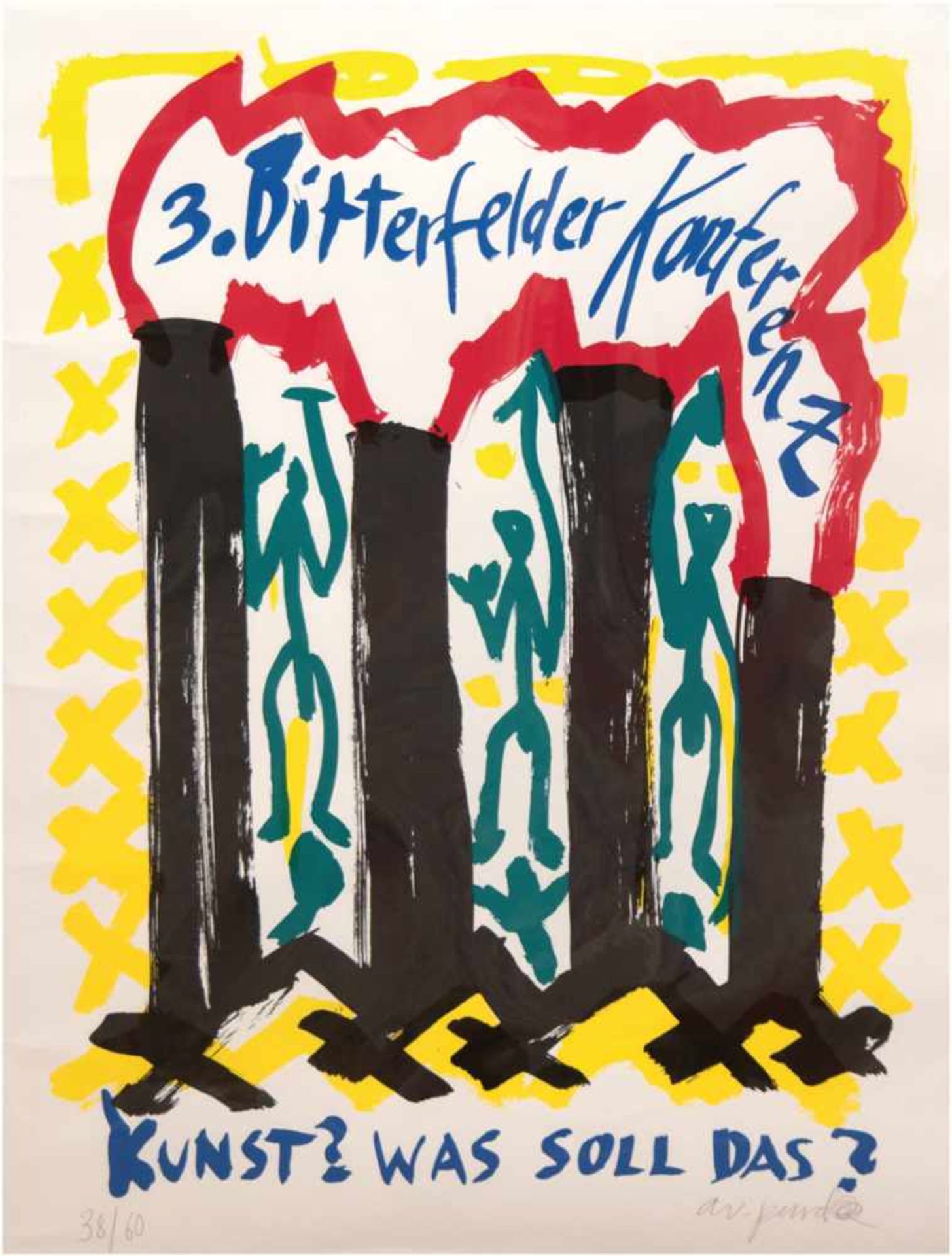 Penck, A.R. (1939 Dresden-2017 Zürich) alias Ralf Winkler "3. Bitterfelder Konferenz",Farblitho,