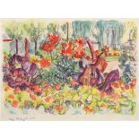 Hauptmann, Ivo (1886 Erkner-1973 Hamburg/Dresden) "Blumen im Park", Aquarell, sign. u.l.,35x42 cm,