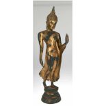 Buddha, Thailand, 19. Jh., auf Sockel stehender Buddha mit Erleuchtung und erhobenerlinker Hand,