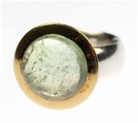 Ring mit rundem Turmalin-Cabochon, 925er Silber, 750er vergoldet, RG 54