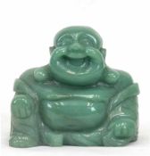 Figur "Lachender Buddha", grüne Jade, H. 10,5 cm