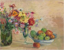 Köhler-Röber, Minna (1883 Reichenbach-1957 Friesen) "Stilleben mit zwei Blumensträußen