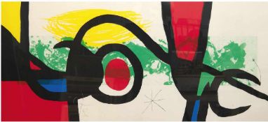 Miro, Joan (1893-1983) "Abstrakt", Farblitho., 110x48,5 cm, hinter Glas und Rahmen