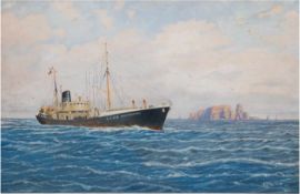 Mahlstede, H. "Die Braunschweig vor Helgoland", Öl/Platte, sign. u.r. und dat. '82, 44x64cm,