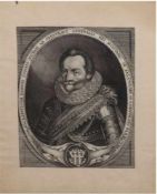 "Ernst Graf von Isenburg", Stich, 15x12 cm, Gebrauchspuren, Blatt 26x17,5 cm"Ernst Graf von