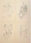 4x Grosz, George (1893 Berlin-1959 ebenda), Blatt 2, 3, 12 u. 81 aus Mappe "Ecce Homo",Fotolitho,