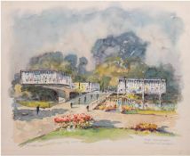 Clausen, Helmut (1913-1963) "IGA - Hamburg - Brückenrestaurant", Aquarell, sign. u.l.,r.u. bez.,