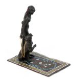 Bronze-Figurengruppe "Cleopatra mit Panther auf Teppich stehend", Nachguß 20. Jh.,bez."..Greb",