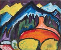 Expressionist 30er Jahre "Abstrakte Landschaft", Öl/Sperrholz, unsign., 30x31,5 cm, Rahmen