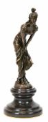 Bronze-Figur "Junge Frau im langen Kleid", Nachguß 20. Jh., bez. "L. Bistolfi", braunpatiniert,