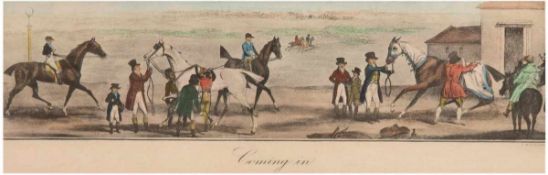 Pollard, James (1792-1867) "Coming in", Aquatintaradierung, 13x36 cm, Blatt 20x44,5 cm,hinter Glas