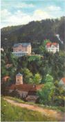 Landschaftsmaler "Bad Gastein", Öl/Lw., unsign., kl. Farbabpl., 80x40 cm, Rahmen