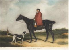 "John Warde", englischer kolorierter Stich, 25x33,5 cm, hinter Glas im Passepartout undRahmen