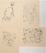 4x Grosz, George (1893 Berlin-1959 ebenda), Blatt 4, 5, 79 u. 80 aus Mappe "Ecce Homo",Fotolitho,