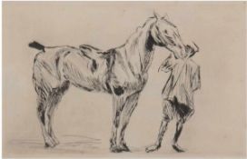 Liebermann, Max (1847-1935 Berlin) "Reitpferd", 1912, Kaltnadelradierung, aus Zeitschriftfür