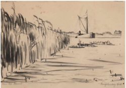 Hengstenberg "Vor der Havel", Litho, sign. u.r. und dat. 1928, bez. u.l., 36,5x51,5 cm,hinter Glas