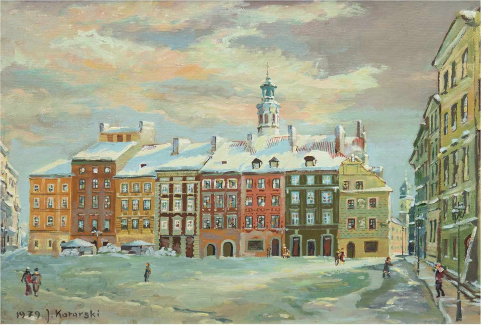 Kotarski, J. (20. Jh.) "Marktplatz im Winter", Öl/Lw., signiert und datier 1979 u.l.,37x49 cm,