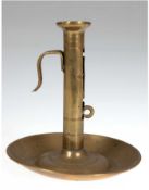 Biedermeier-Tellerschiebeleuchter, Messing, etwas schief, H. 16,5 cm