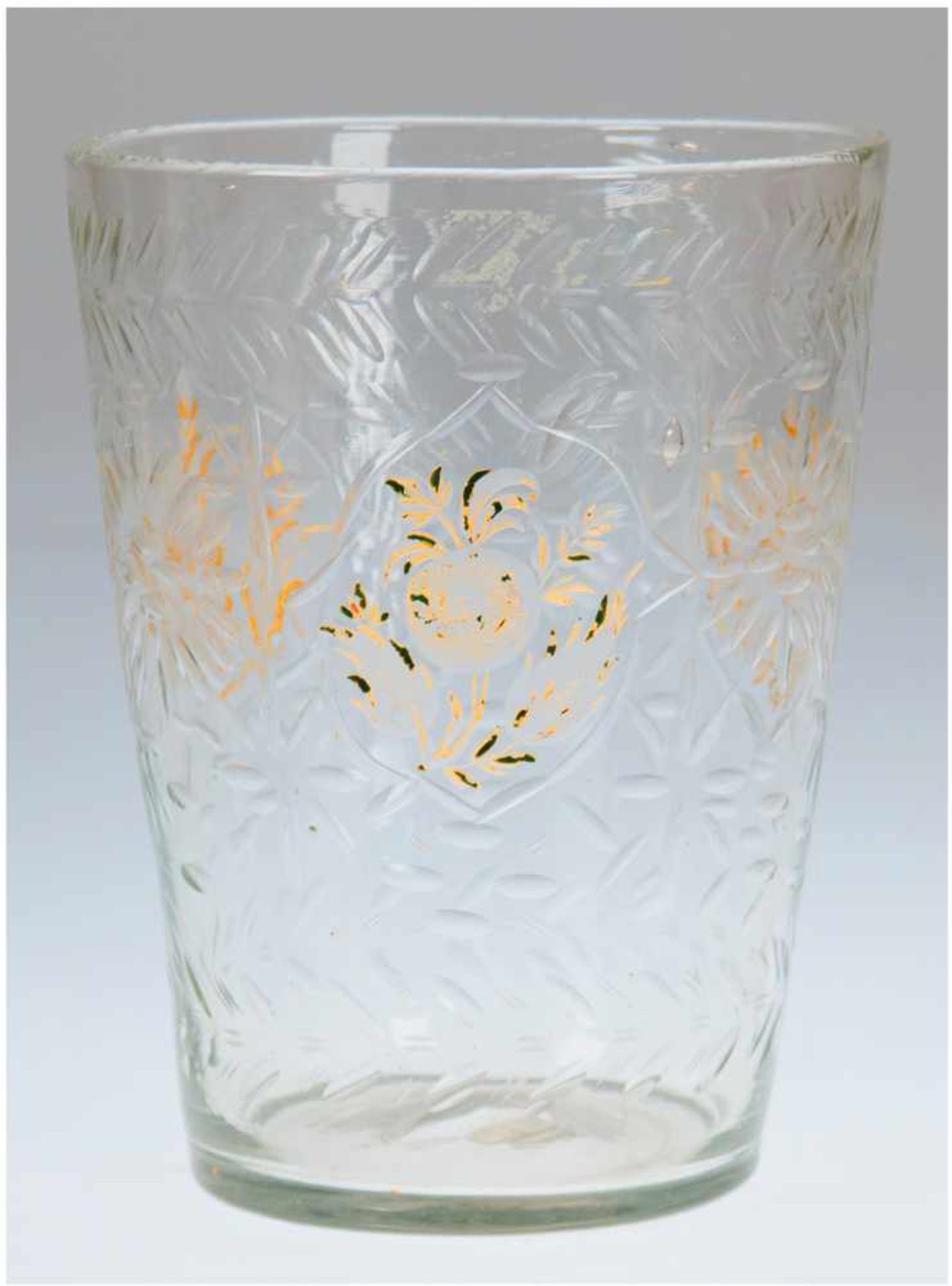 Ungewöhnlich großes Barock-Glas, Schlesien 18. Jh., farblos, mit Abriß, konische Wandungumlaufend