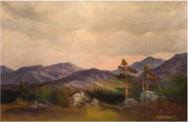 Berntsen, B. "Berglandschaft", Öl/Lw., sign. u.r., Farbabpl. und 1 kl. Hinterlegung, 67x97cm