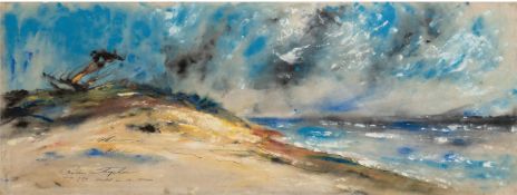 Stephan, G.. (20. Jh.) "Herbst an der Ostsee mit Windflüchter", Aquarell, undeutl. sign.u. bez. u.