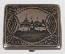 Etui, Silber, Niello, Moskau ca. 1880, Meisterst. Felix Abakumov (1868-1908), 84Zolotniki, innen