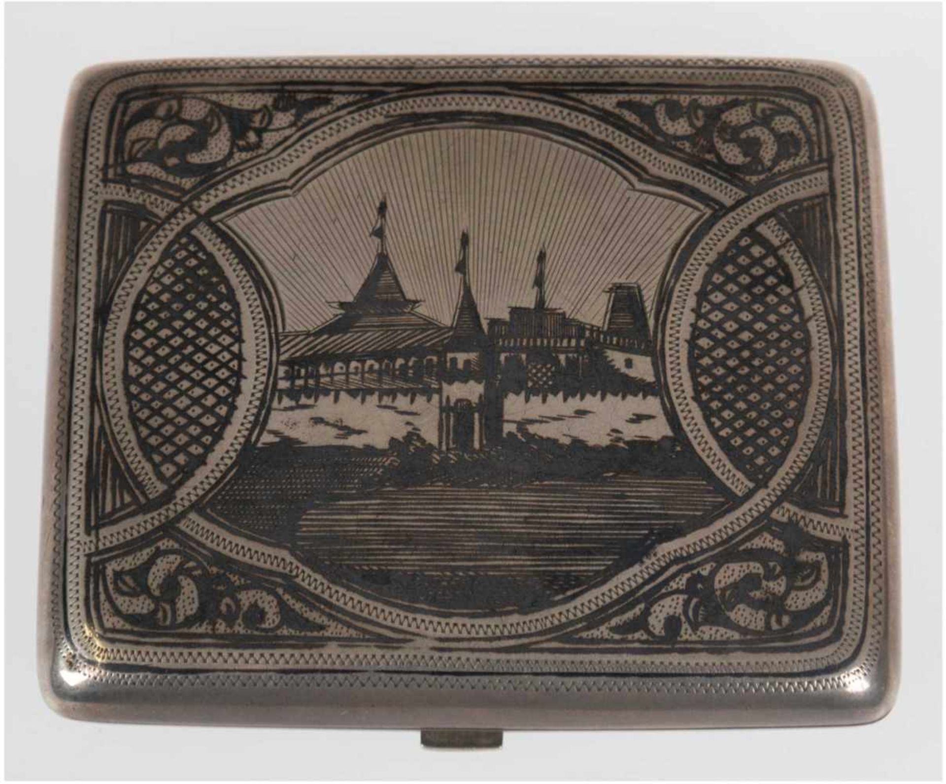 Etui, Silber, Niello, Moskau ca. 1880, Meisterst. Felix Abakumov (1868-1908), 84Zolotniki, innen