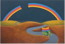 Mordillo (1932-2019) "Regenbogen", Farbgrafik, 8/295, handsign. u.r. und in der Platte,36x49 cm,