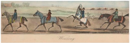 Pollard, James (1792-1867) "Winning", Aquatintaradierung, 13x36 cm, Blatt 20x44,5 cm,hinter Glas