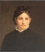 Zöpke, F. (act. 1868- 1891) "Porträt einer Dame in Schwarz mit Flechtfrisur", Öl/Lw.,signiert und