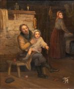 Rizzoni, Alexander Antonowitsch (1836 Riga-1902 Rom) "Stubeninterieur mit Bauernfamilie",Öl/Lw.,