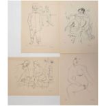 4x Grosz, George (1893 Berlin-1959 ebenda), Blatt 11, 38, 55 u. 56 aus Mappe "Ecce Homo",