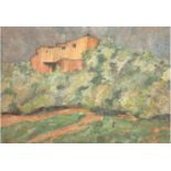 Bahr "Landschaft mit Haus in einer Anhöhe", Öl/Sp., sign. u.r., 37,5x50 cm