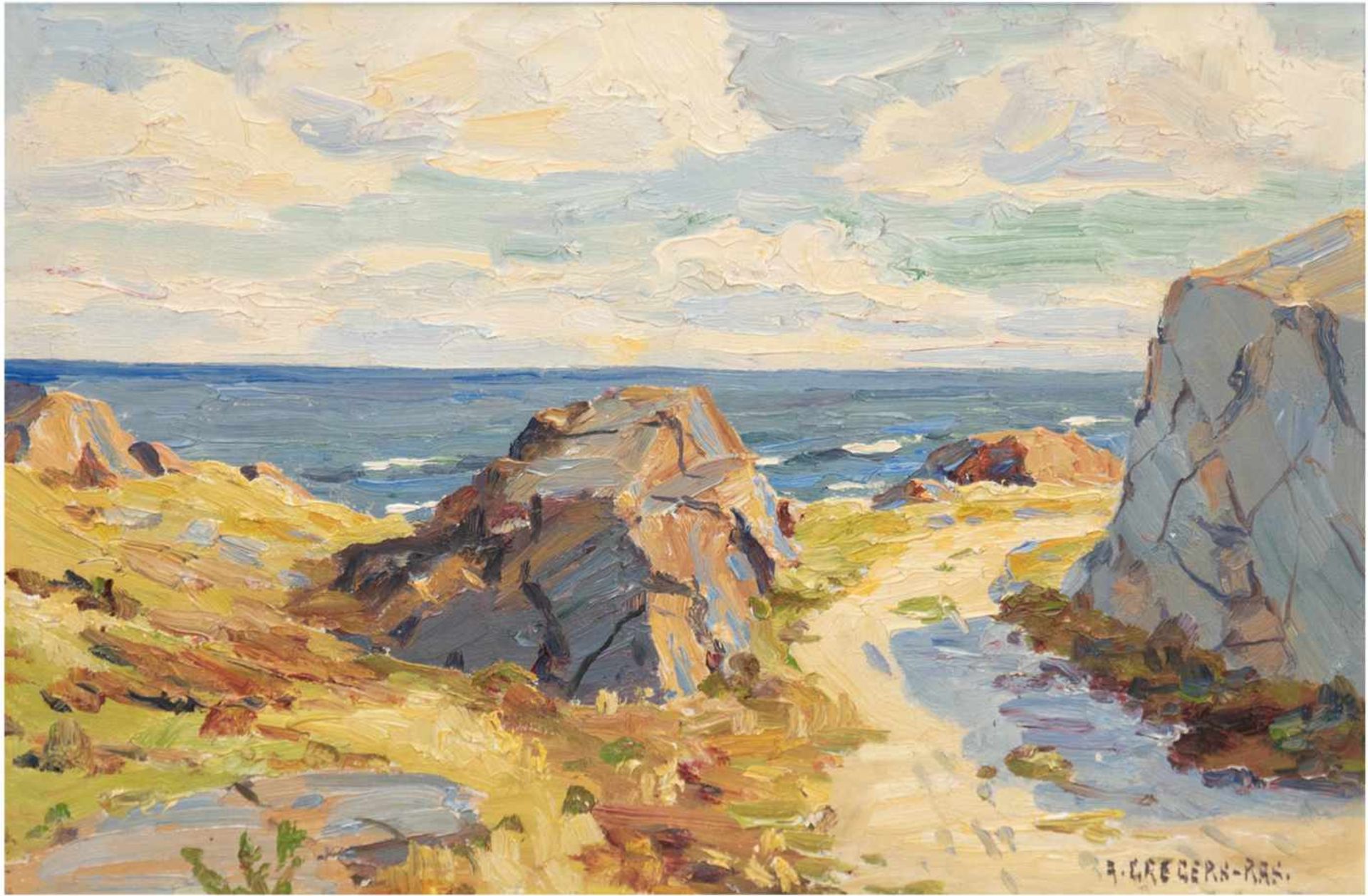 Gregers, A. "Sommertag an der Ostsee", Öl/Lw., sign. u.r., 30x40 cm, Rahmen