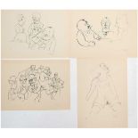 4x Grosz, George (1893 Berlin-1959 ebenda), Blatt 7, 8, 16 u. 33 aus Mappe "Ecce Homo",Fotolitho,