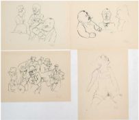 4x Grosz, George (1893 Berlin-1959 ebenda), Blatt 7, 8, 16 u. 33 aus Mappe "Ecce Homo",Fotolitho,