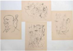 4x Grosz, George (1893 Berlin-1959 ebenda), Blatt 9, 10, 15 u. 34 aus Mappe "Ecce Homo",Fotolitho,