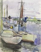 Wrage, Hans (1921 Hamburg-2012 Hamburg) "Boote im Hafen", Aquarell, sign. u. dat. '66u.r., Blatt