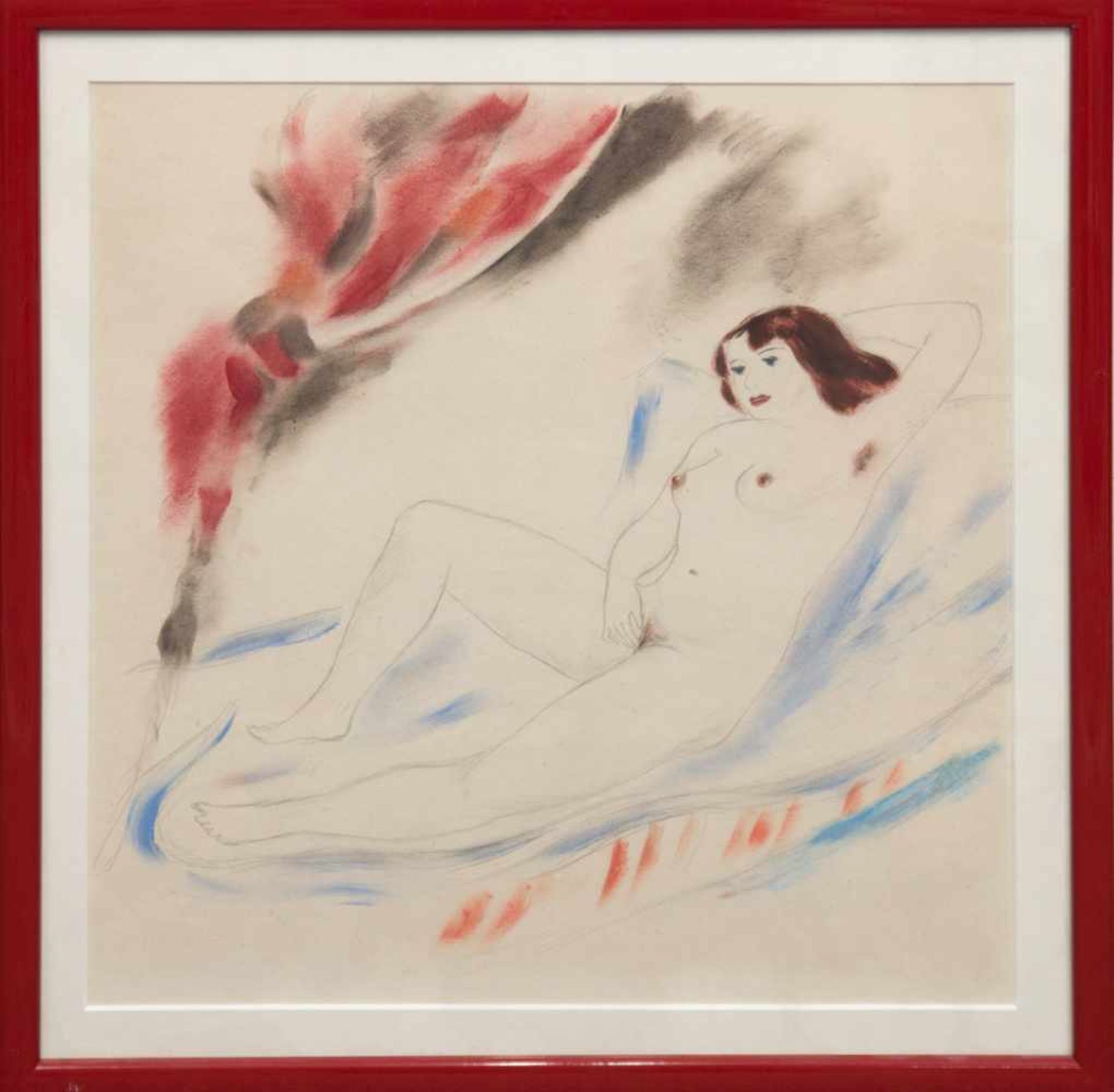 Brzeski, Janus Maria (1907 Warschau/Polen-1957 Krakau/Polen) "Liegender weiblicher Akt",Pastell/