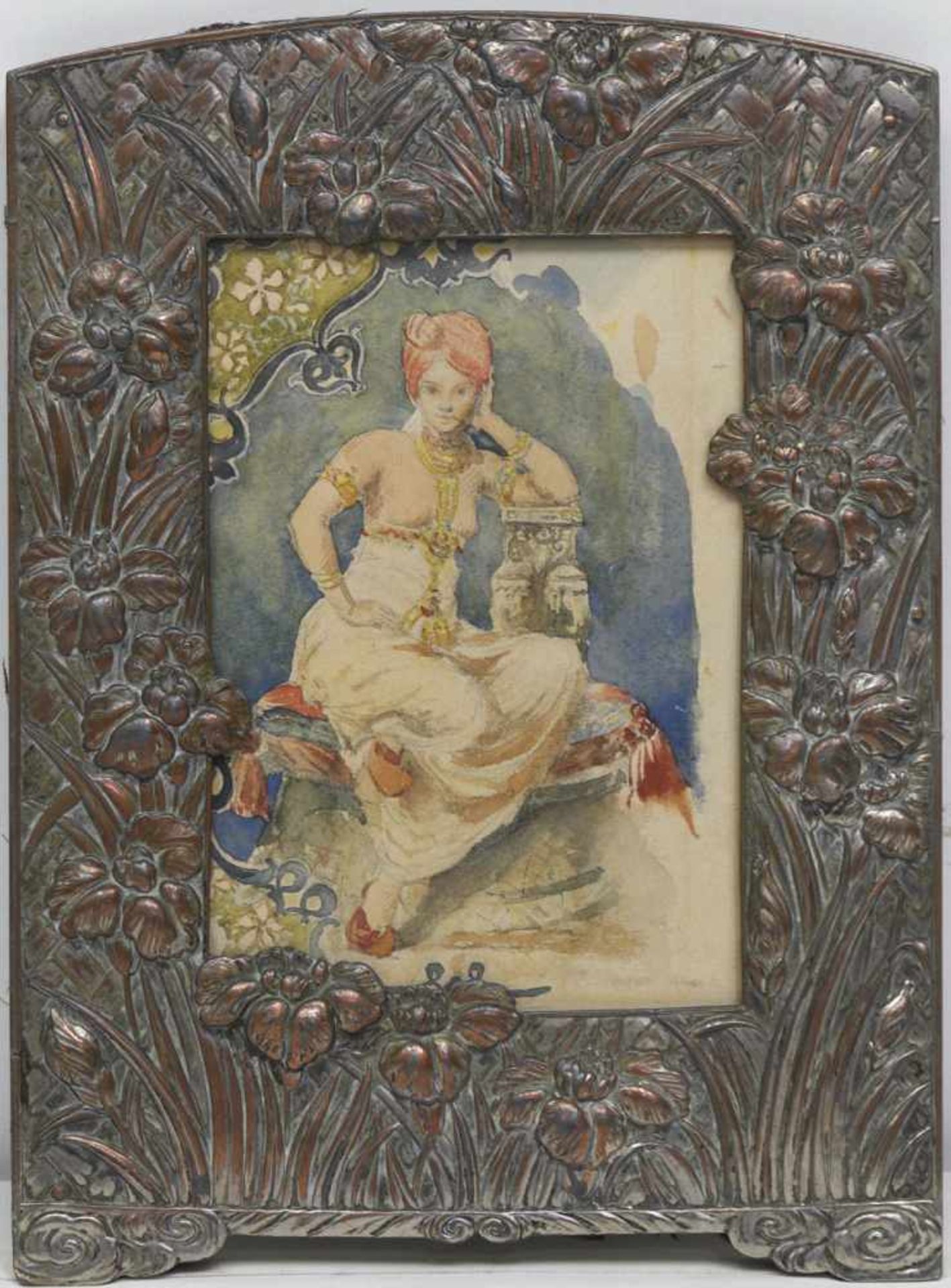 Bobrow "Junge orientalische Frau", Aquarell/Papier, verso sign. und dat. 1927, 15,5x10,5cm, hinter