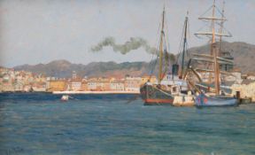 Ankelen, Eugen (1858 Laupheim-1942 Tegernsee) "Hafen von Split", um 1920, Öl/H., sign.u.l., 19,