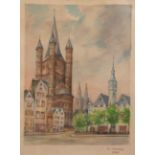 Sewohl, Waldemar (1887 Wismar-1967 Berlin) "Stadtansicht", Aquarell, sign. u. dat. 1957u.r., 37x28