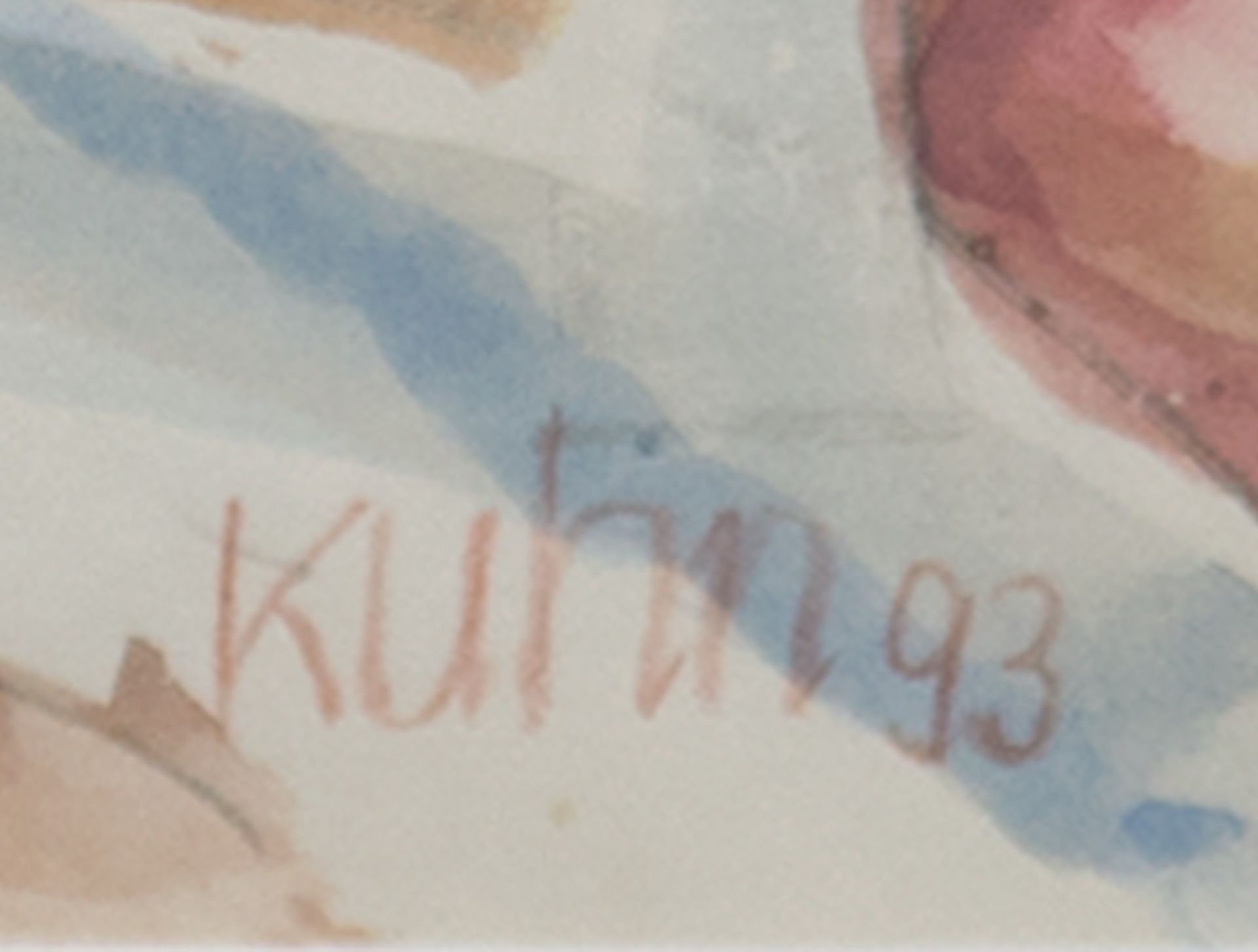 Kuhn, Karlheinz (1930-2001 Rostock) "Am Strand", Aquarell, signiert u.r. und datiert '93,30x40 cm, - Image 3 of 3