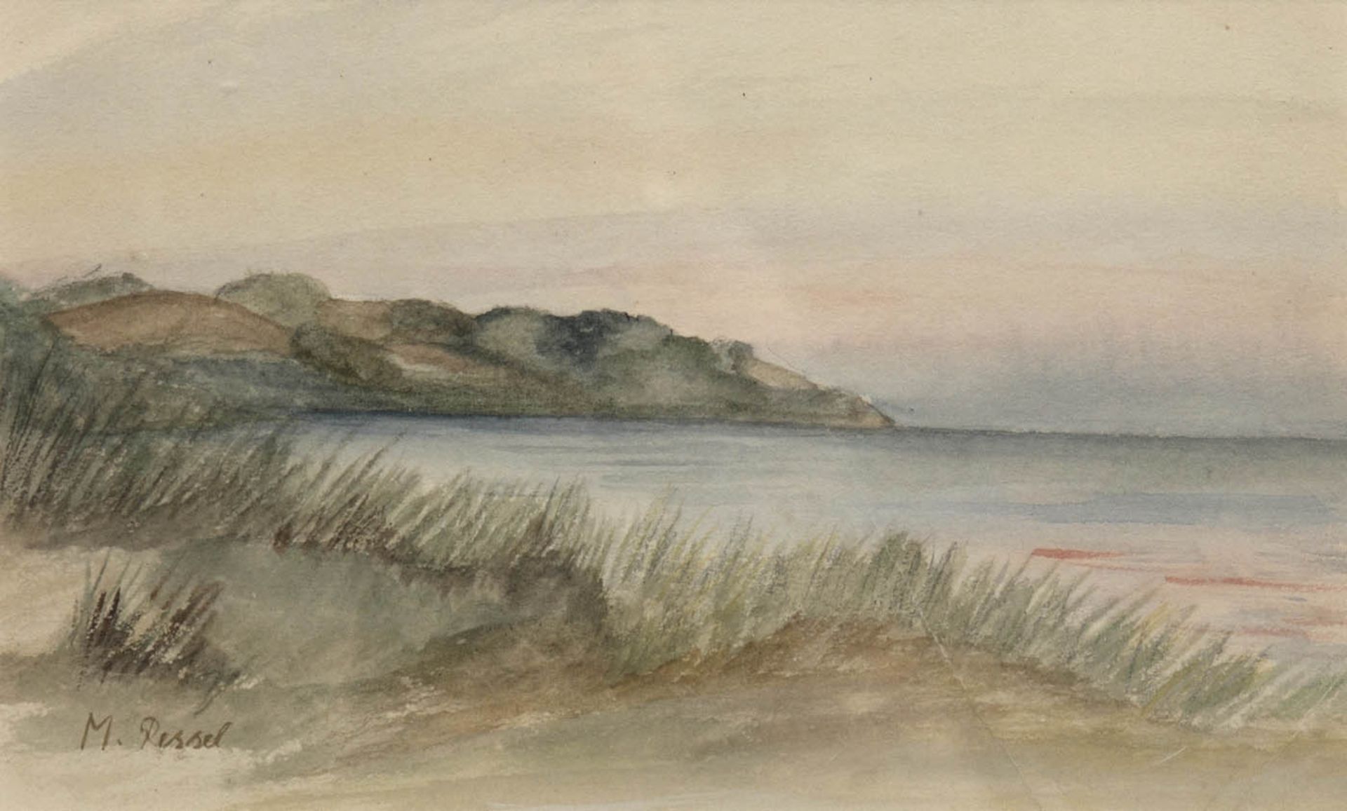 Ressel, Maria (1877 Wien-1945 Höllriegelskreuth) "Landschaft auf Hiddensee", Aquarell,sign. u.l., - Image 3 of 3