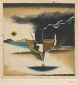 Beeri, Tuvia (1929 Tschecheslowakei) "Abstrakt", Farbradierung, sign. u.r., 36/100,49,5x32 cm,